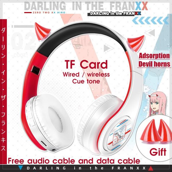 

headphones & earphones anime darling in the franxx wireless 2 in1 bluetooth headset zero two cosplay earphone stereo foldable gaming gift