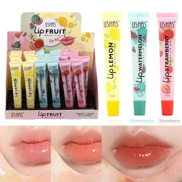 

lip gloss fruit oil transparent clear cute liquid lipstick moisturizing plumper women gel care