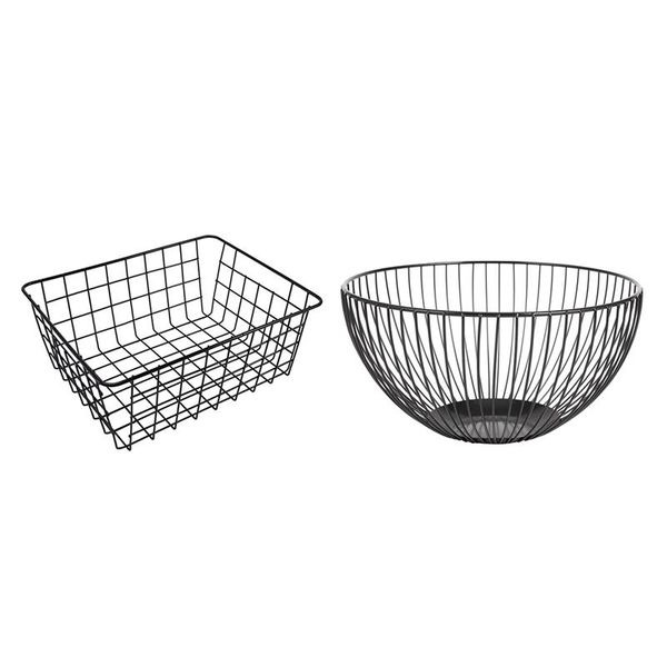 

storage baskets fruit tray drain basket household iron bowl & art black