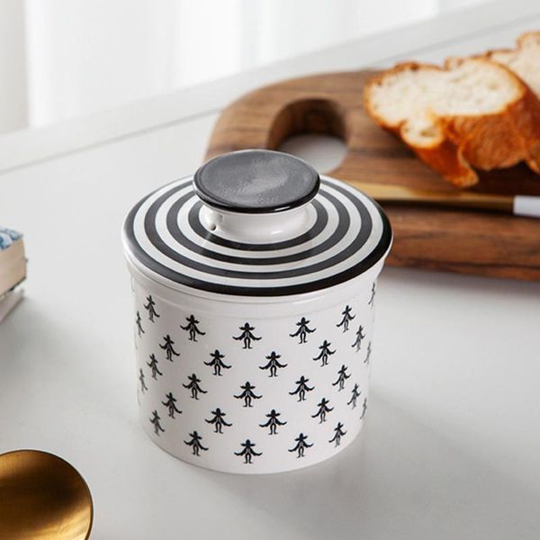 

ceramic butter jar sealed airtight pot cheese canister storage tanks container kitchen tools bottles & jars