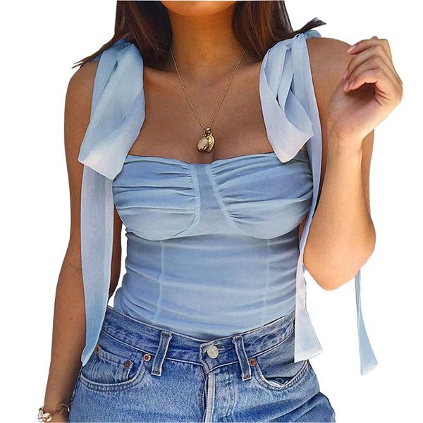 

women's t-shirt cami women summer bustier bow tie strap bralette tank fitted slim stylish camisole ladies chic mt4432, White