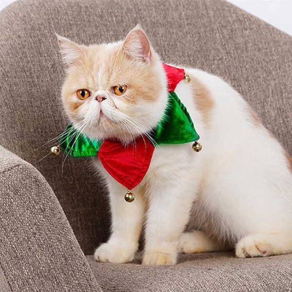 

pet scarf, bib, dog, cat, christmas bell, triangle collar, small adjustable 2021 year cat collars & leads