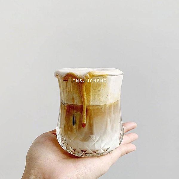

wine glasses korea retro glass cup transparent round simple goblet creative tazas para cafe coffee milk drinkware 215ml mm60blb