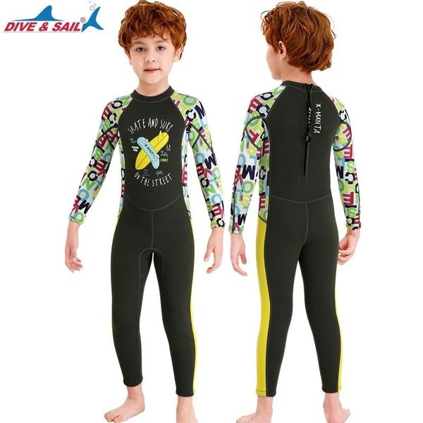 

swim wear dive & sail wetsuit boys girls 2.5mm neoprene scuba diving suit children snorkeling swimsuit sun-proof drifting surfing swimwear