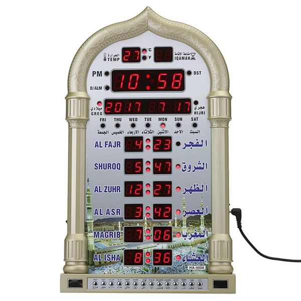 

other clocks & accessories 12v mosque azan calendar muslim prayer wall clock alarm ramadan home decor + remote control eu plug