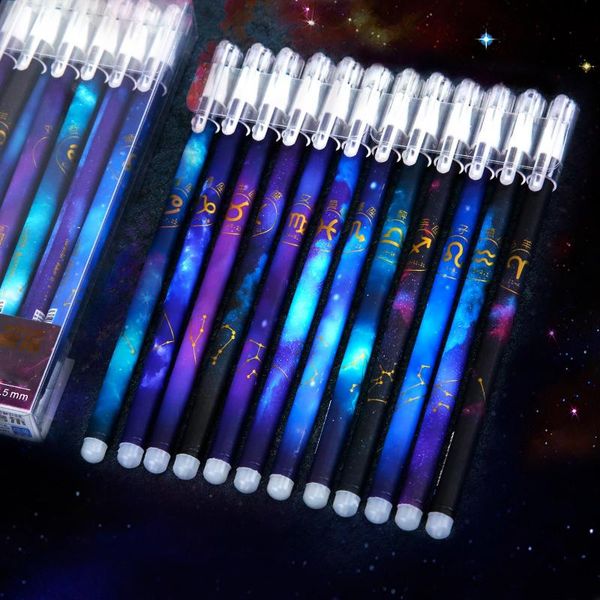 

gel pens 12pcs kawaii cartoon erasable black blue ink pen cute deer cat starry stationery gift office school writing supplies