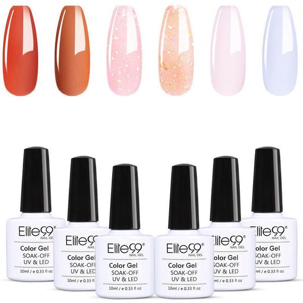 

elite99 6pcs/lot shiny nail glitter gel polish set soak off uv led varnishes kit for nails manicure sets 10ml1