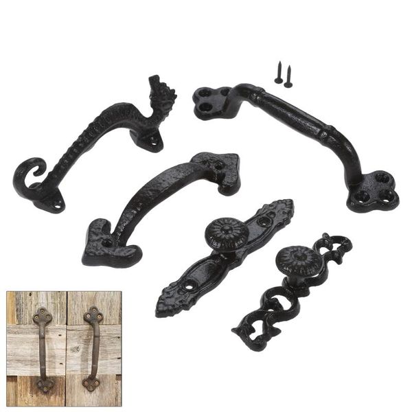 

handles & pulls 1pc retro black cast iron home garden decor door handle european vintage handmade shabby chic heavy metal