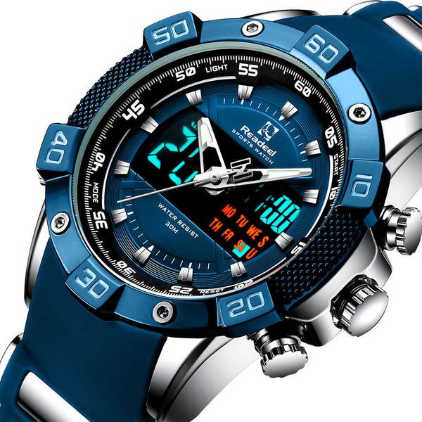 

mens watches readeel brand luxury led digital quartz chronograph man sport watch waterproof wristwatch relogio quartzo masculino 210728, Slivery;brown
