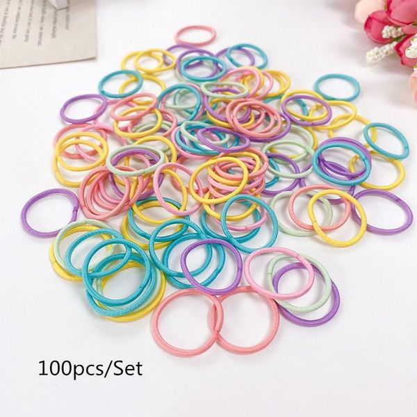 

packs/lot 400pcs girls candy color hair band children ponytail elastic rubber colorful ring accessories set, Slivery;white