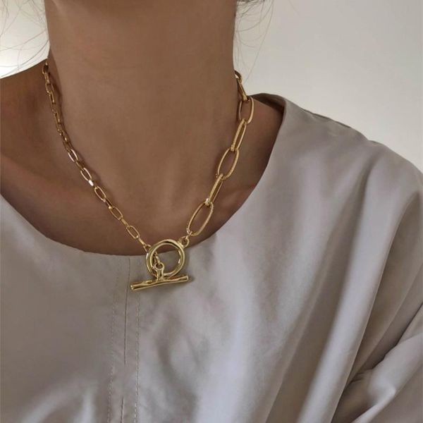 

pendant necklaces 1pcs women's geometric vintage circles chains necklace choker chain party abstract ot buckle fashion jewelry gifts, Silver