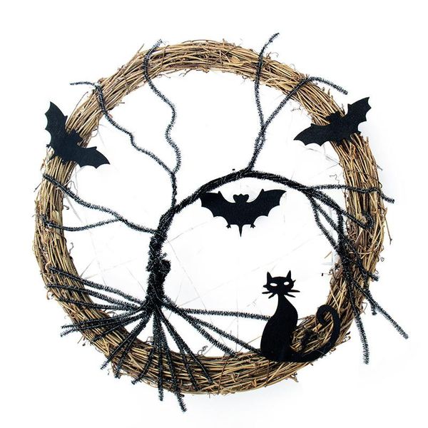 

decorative flowers & wreaths horror wreath with light glowing rattan door decor glow in the dark knocker bat halloween home regular