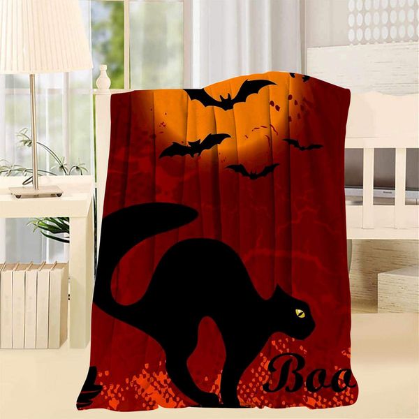 

Halloween Cat Boo 3D Print Artwork Blanket Throw/Twin Breathable Lightweight Super Soft Microfiber Blanket for Couch Bed Sofa