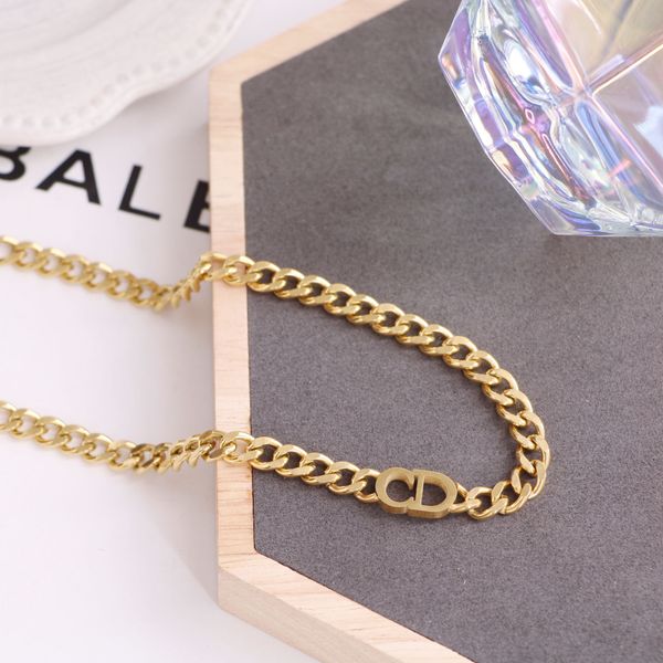 

18k gold plated luxury designers d letters chain bracelets creativity geometric vintage women titanium steel bracelet wedding party jewerlry, Black