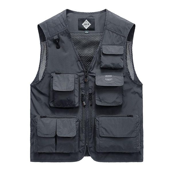 

men's jackets summer waistcoat men multi-pocket mesh breathable mens sleeveless pography quick dry fishing colete masculino m-6xl, Black;brown