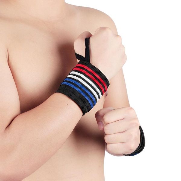 

elbow & knee pads 1pcs long sport wrist support nylon elastic adjustable gym strap protection sportswear weight lifting fitness wristband, Black;gray