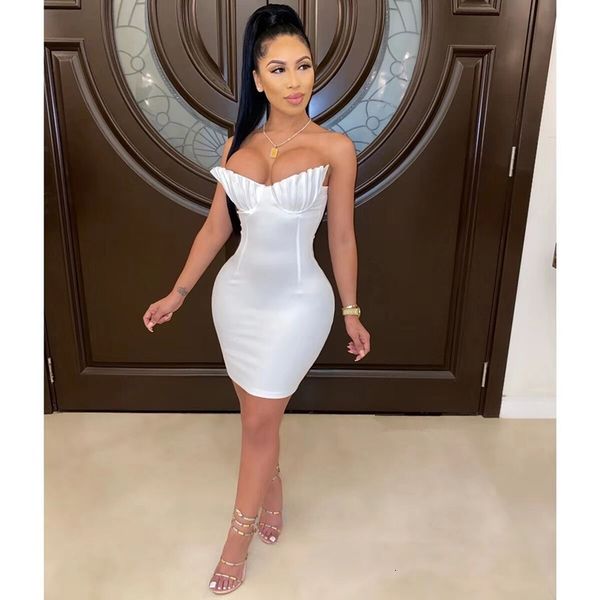 

summer strapless fashion sleeveless draped white bandage stylish women party dress, Black;gray