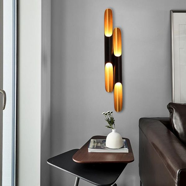 

wall lamp nordic creative light aluminum circular tube indoor living room bedroom bedside tv background lights gu10