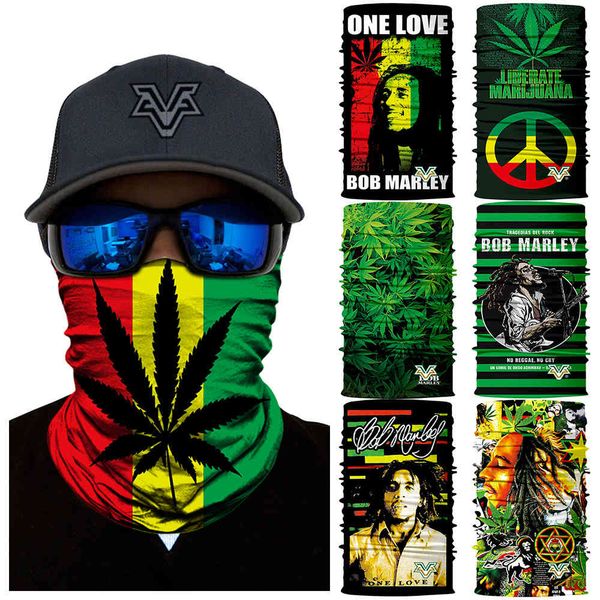 

riding outdoor multifunctional magic headscarf face towel hip hop jamaican hemp leaf admiring rock dead flying head mask