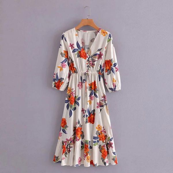 

casual dresses vintage vÂ neck longÂ sleeve midi floral dlqz482, Black;gray