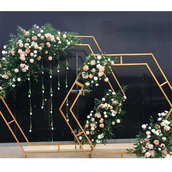

party decoration wedding props hexagonal arch diamond iron shelf stage background frame