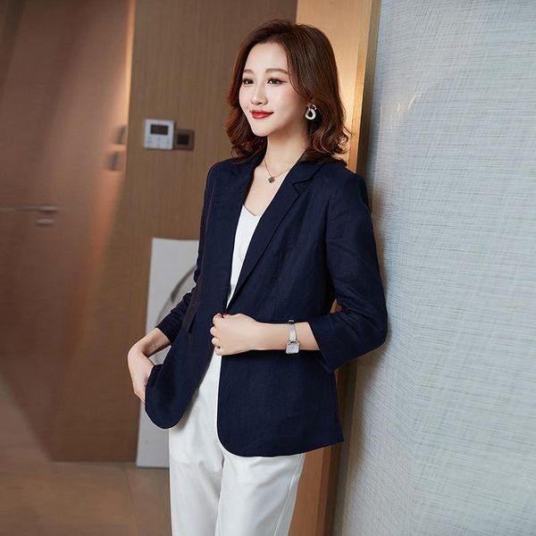 

blazer women's coat 2021 spring and summer waist casual british style cotton 7 / 4 sleeve solid color suit thin suits & blazers, White;black