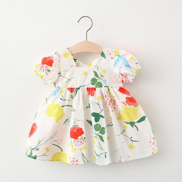 

girl's dresses melario baby girls summer clothes floral short sleeve dress toddler clothing 1 year birthday princess party, Red;yellow