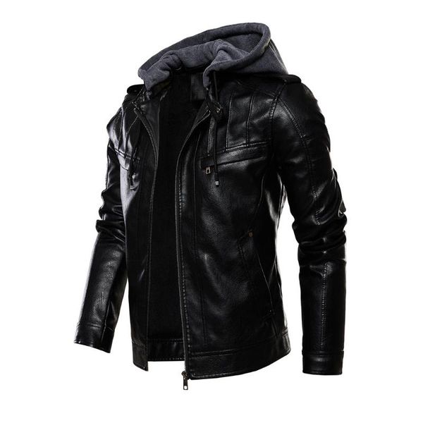 

men's fashion retro leather jacket autumn winter warm coat cool motocyle jackets man, Black;brown