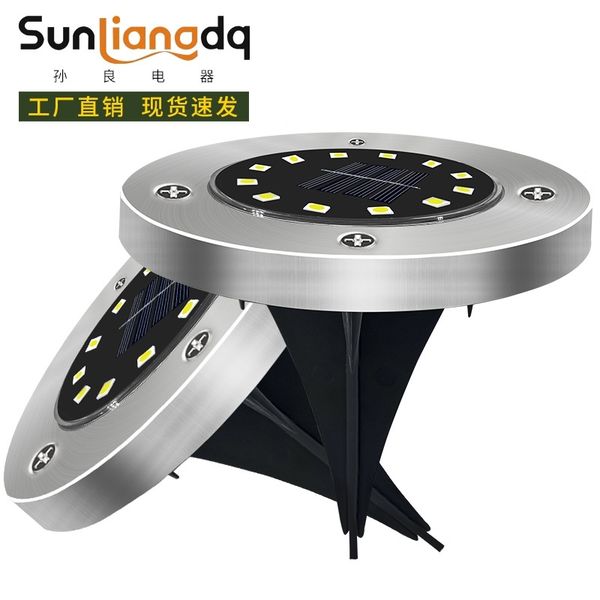 

solar stainless steel 12led head bead courtyard buried garden lamp outdoor