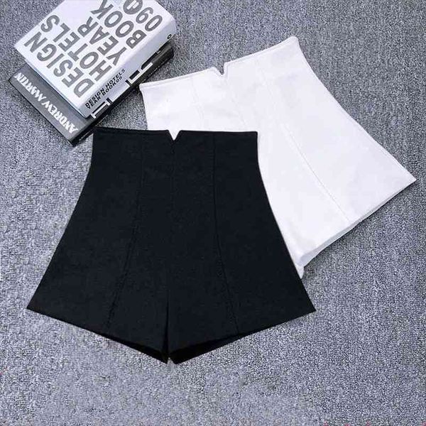 

white black stretch suit shorts women mini short femme high waist shorts women ants elegant wide leg summer c5378