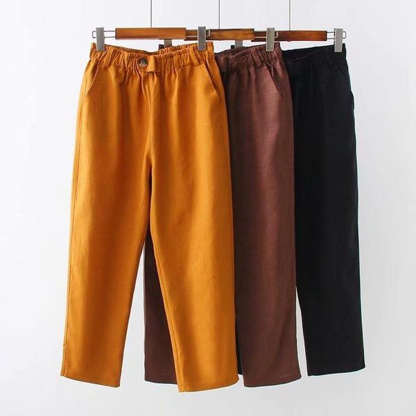 

women's pants & capris 2021 plus size casual harem summer women clothing fashion loose linen trousers f61-8105, Black;white