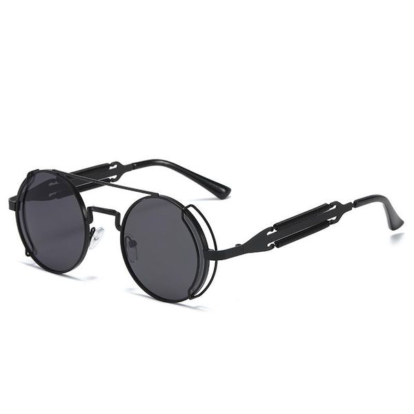 

sunglasses classic fashion round steampunk men women vintage gothic metal frame double bridge sun glasses shades gafas de sol, White;black