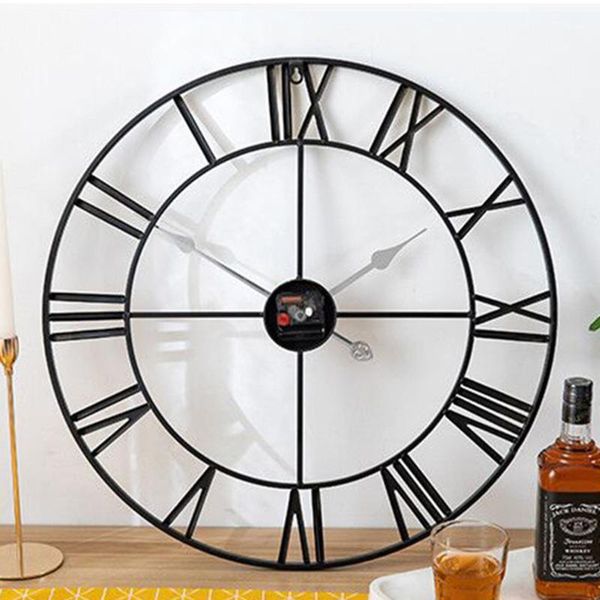 

home decor vintage-style 50/60cm iron round wall clock metal silent retro clocks