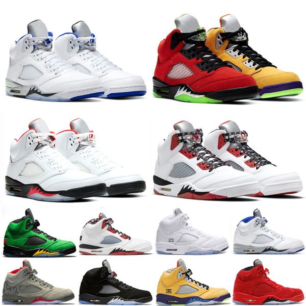 

raging bull 5s men basketball shoes 5 oreo fire red bluebird island green 3 space jam white cement stealth mens trainers sports sneakers