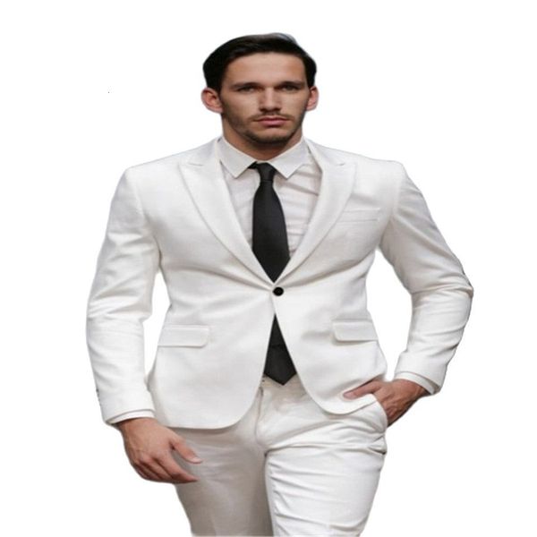 

men's suits & blazers see male suit a white ivory button for marriage 2 pieces (jacket + pants) most recent custom casual creation jack, White;black