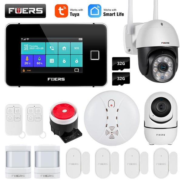 

alarm systems fuers tuya wifi gsm smart home security system kit wireless 433mhz control siren ip camera ipr motion door window smoke