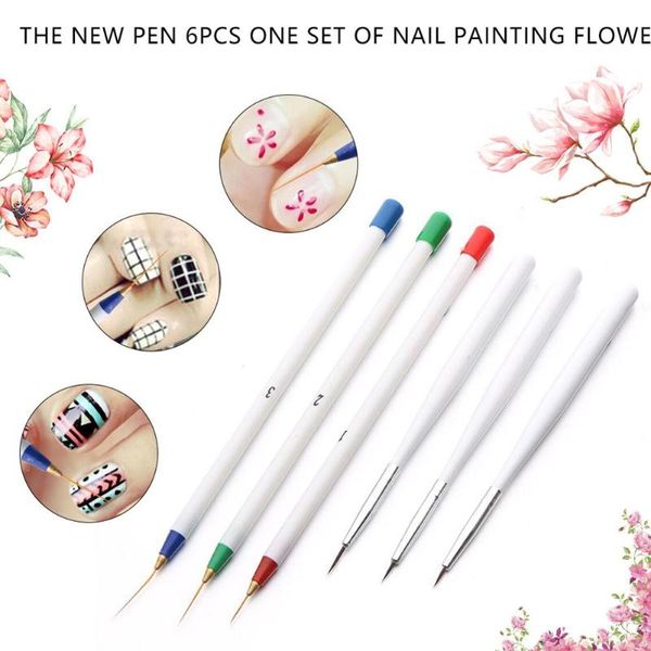 

nail art kits 6pcs/set brush dotting painting drawing striping liner pen tool set private label uv gel polish the points are