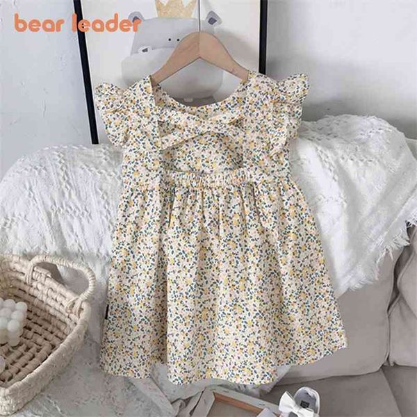 

girls princess party dresses fashion baby flower print costume kids hollow back vestidos children sweet clothes 2-7y 210429, Red;yellow