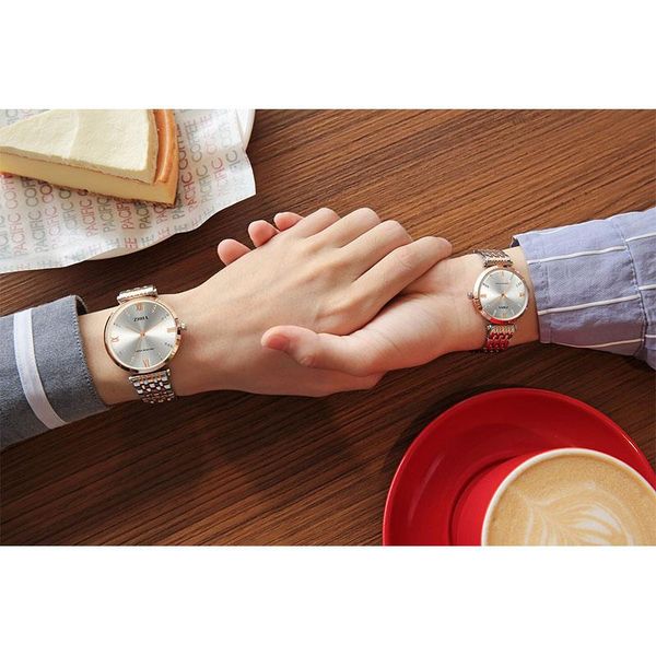 

wristwatches fashion couple watch wristwatch metal strap business style men's women's, Slivery;brown