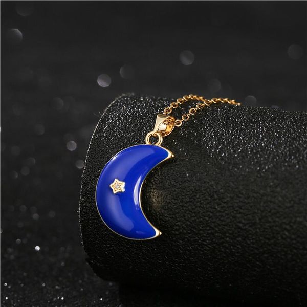 

fashion gold chain necklace 4 colors moon star pendant unique design female jewelry femme bijoux christmas gift necklaces, Silver