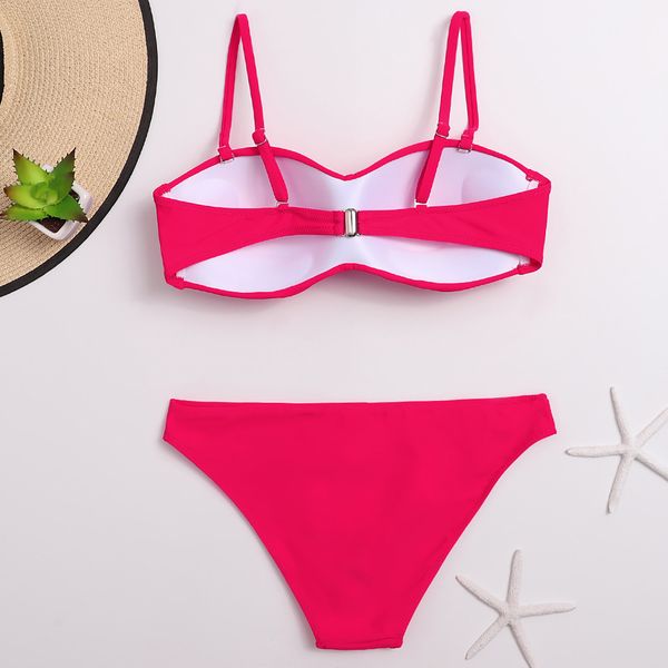 

2021 bandeau bikini women push up swimwear female solid two pieces bikini set bather bathing suits beach wear swimming suitswimwear bat