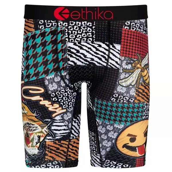 

underpants ethika tight and extended camouflage sports underwear ice silk anti-wear leg men's flat pants long leg running 419, Black;white