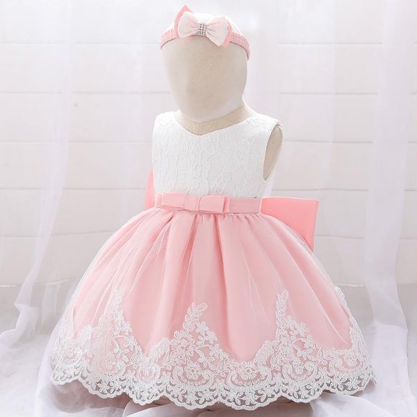 

girl's dresses born baby girls wedding dress lace flower formal party costume infant kids1 year birthday princess prom, Red;yellow
