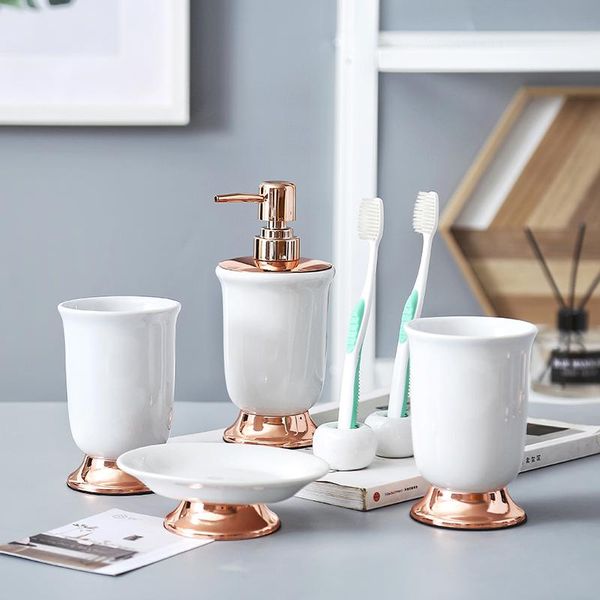 

bath accessory set ceramic washing northern european-style sanitary ware five-piece bathroom washed creative light luxury home