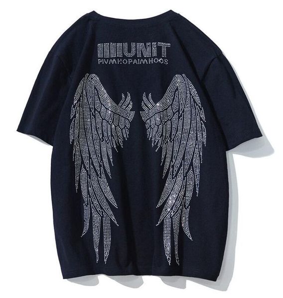 

men's t-shirts drill wing arrival tshirt rhinestones shirt casual fashion tees, White;black