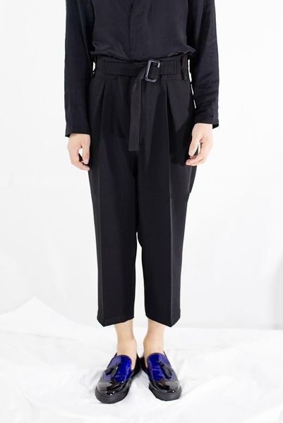 

men's pants casual loose flared 9 points, Black