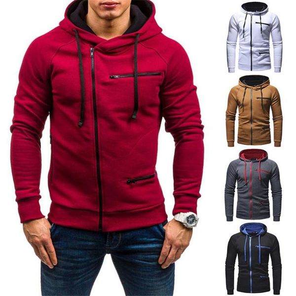 

men's hoodies & sweatshirts men hooded hoodie fashion sweatshirt zipper solid coat, Black
