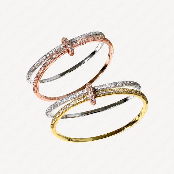 Bracciale tennis in cristallo ghiacciato per donna Bling placcato oro 18 carati Braccialetti Bracciale donna Moda accessori da sposa Regalo con sacchetti per gioielli all'ingrosso