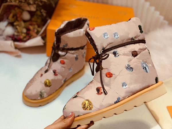 

pillow comfort ankle boot 2021 designer luxury women winter snow nylon boots treaded micro outsole, Black