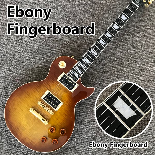 Ebony Gameboard Electric Guitar, Tobacco Beart Maple Top, золотое оборудование, твердое из красного дерева электрическая гитара